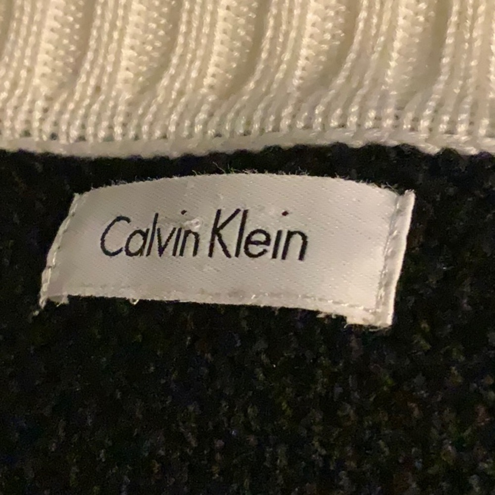Calvin Klein long sleeve sweater dress. Black and white with front zipper. - Picture 7 of 7